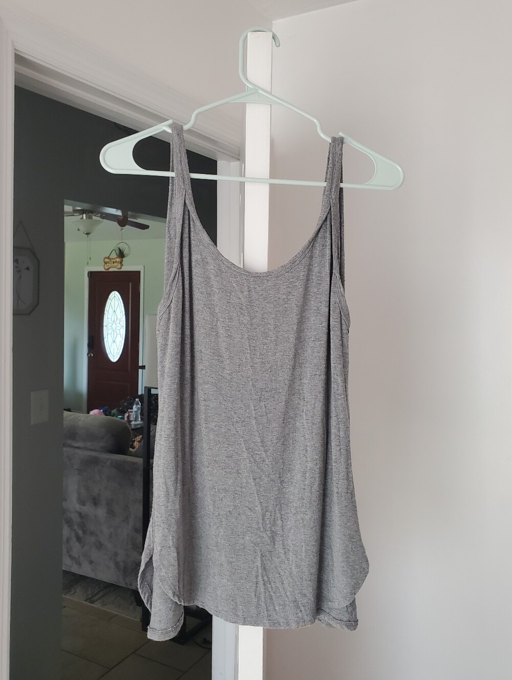 We The Free Gray Open Back Flowy Tank Top